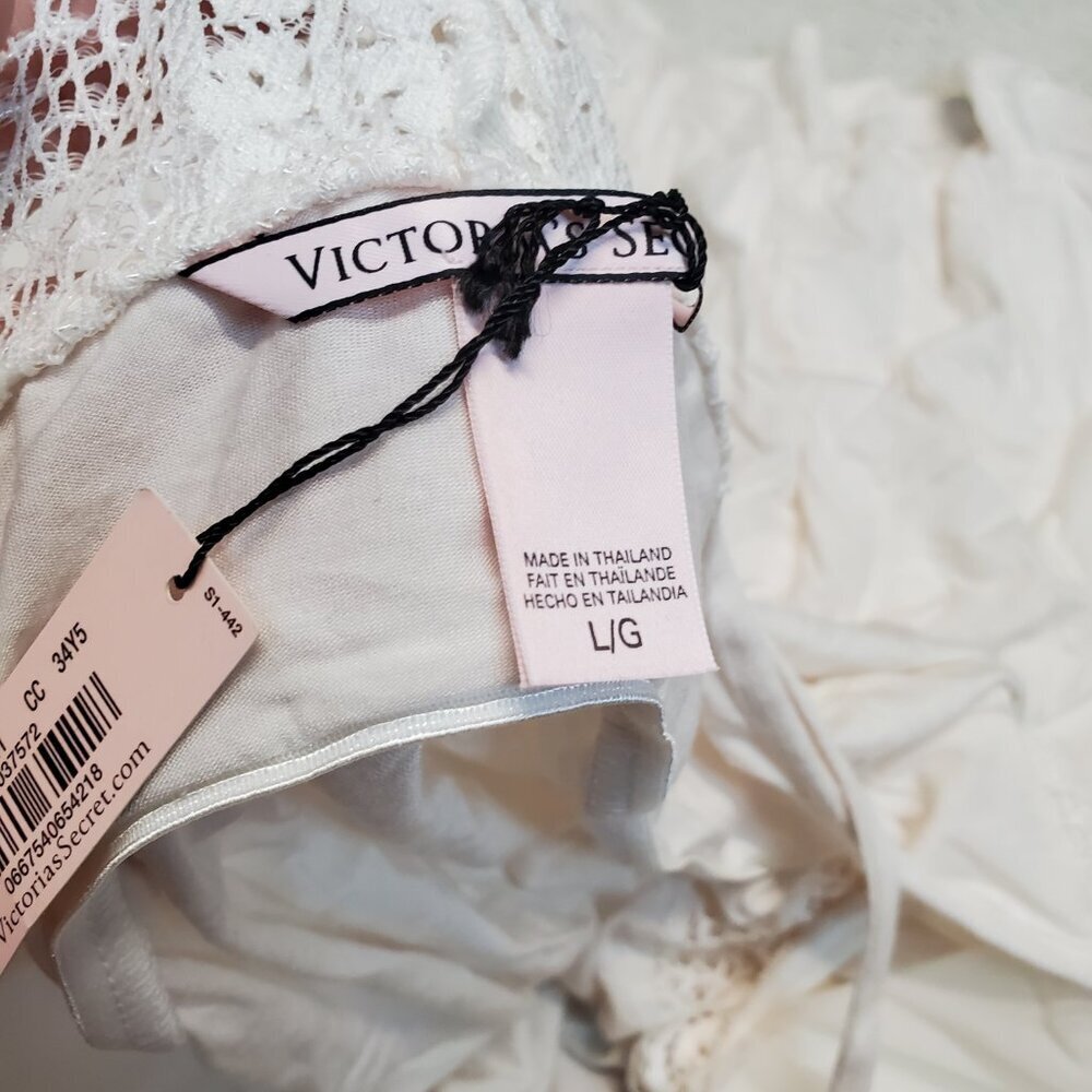 NWT Victoria's Secret Ivory Lace Babydoll Slip Lingerie Large Sexy Vixen Classic - Picture 7 of 7